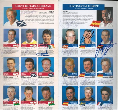 Lot 295 - Golf memorabilia: a signed Seve Ballesteros Trophy 2000 drawsheet