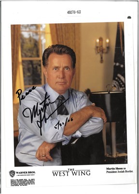 Lot 36 - The West Wing: signed script and publicity still