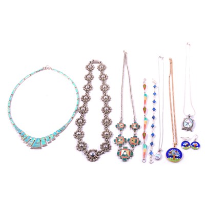 Lot 439 - Collection of Italian and Mexican white metal jewellery, some gemset.