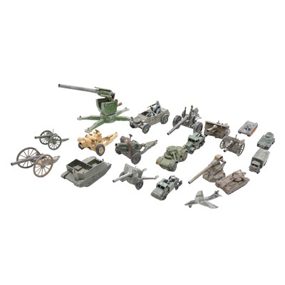 Lot 76 - Twenty die-cast military vehicles and guns